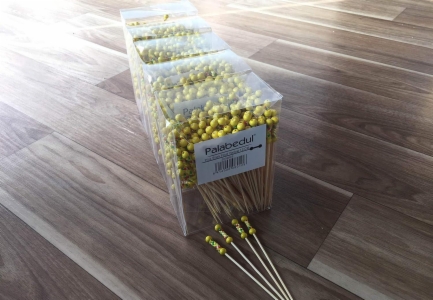 Imagen miniatura Pincho brocheta fruta amarillo 12 cm